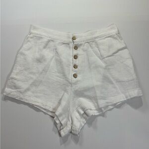 Free People High Waist White Button Shorts